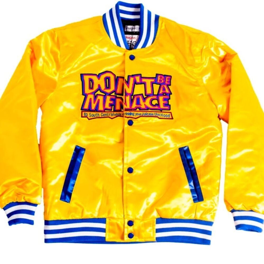Headgear Classics Bomber Jacket Don't Be A Menace Loc Dog Satin Jacket Small